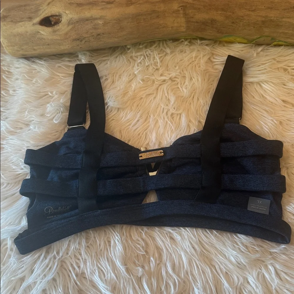 Bombshell Sportswear Navy Blue and Gold Top - Picture 3 of 7